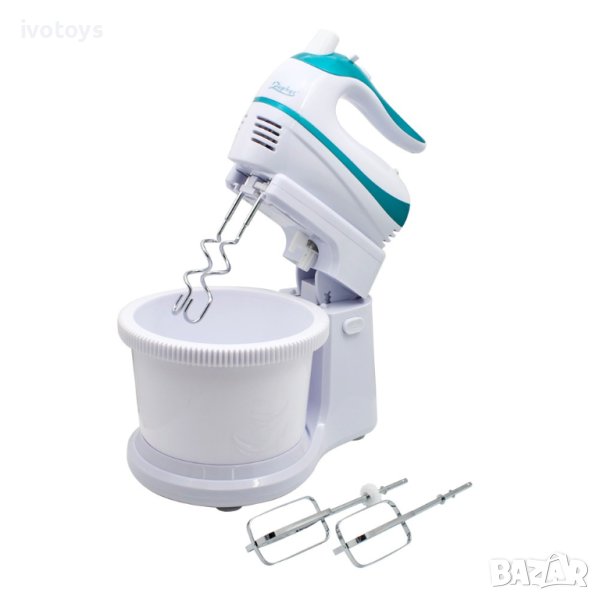  Миксер с купа 2в1 Zephyr ZP 1115 A, 500W, 5 скорости + Турбо, 2x2 бъркалки, Бял/син, снимка 1