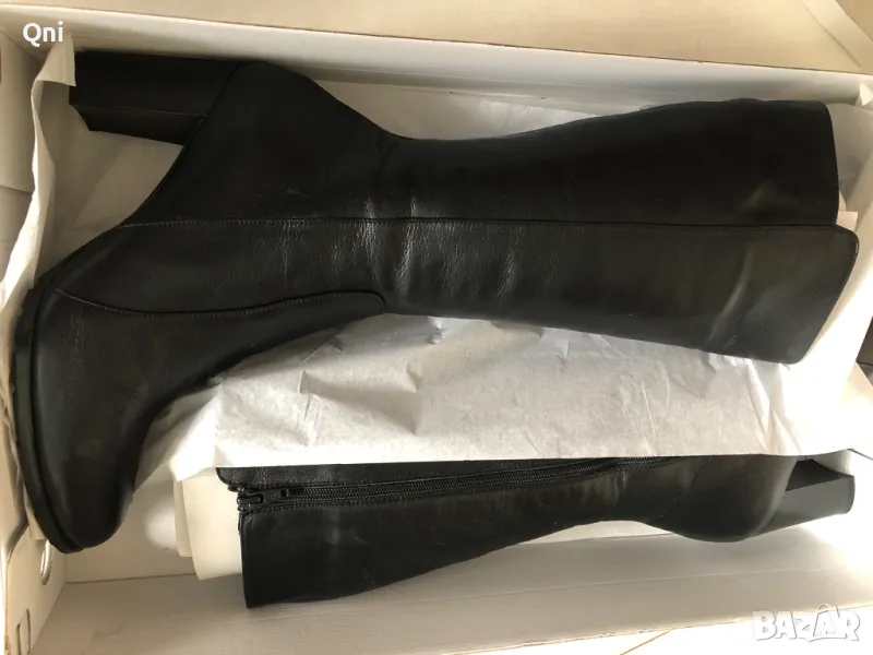 Нови ботуши с дебел ток от естествена кожа и естествена вълна № 41, снимка 1