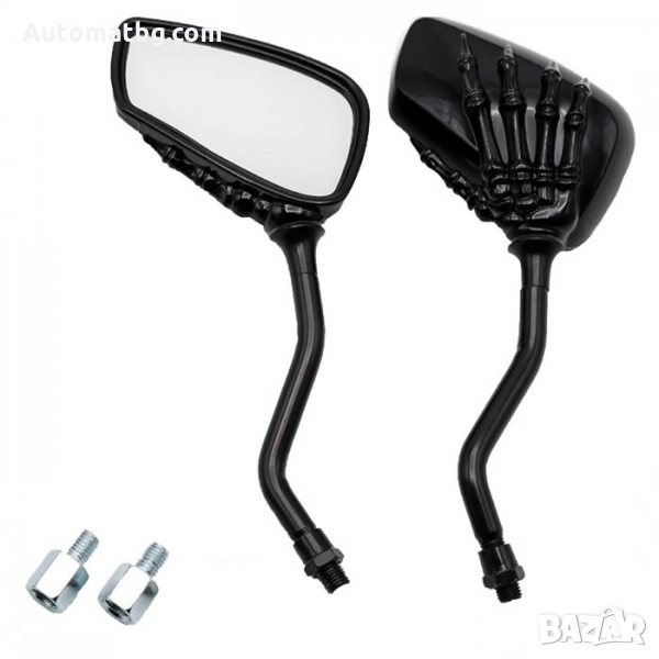 Комплект огледала за мотоциклет Automat, Универсални огледала, 8мм, 10мм, Черни, 2бр, снимка 1