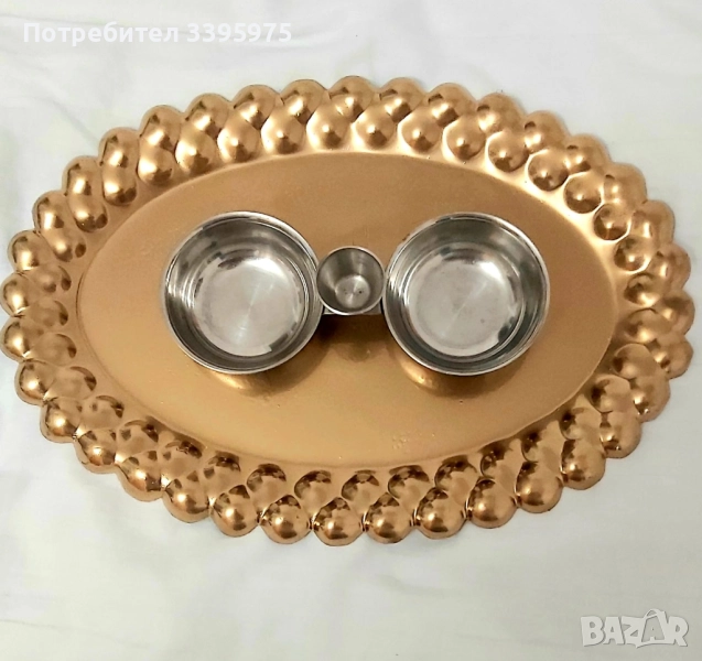 Рядък комплект от социалистическия период: солница и поднос., снимка 1