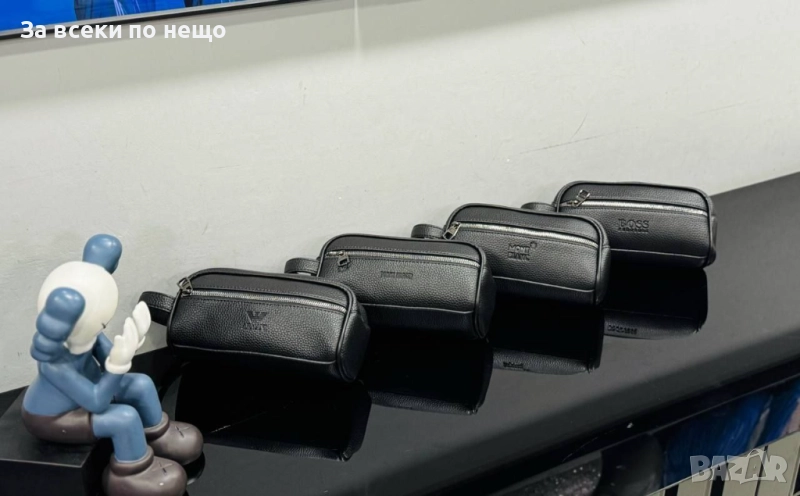 Emporio Armani✅Hugo Boss и др. Мъжка Кожена Черна Чанта Код E654, снимка 1