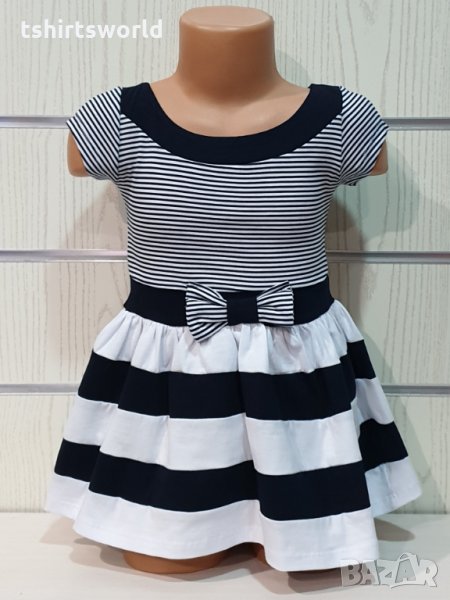 Нова детска моряшка рокличка с панделка, 12-18 месеца, снимка 1