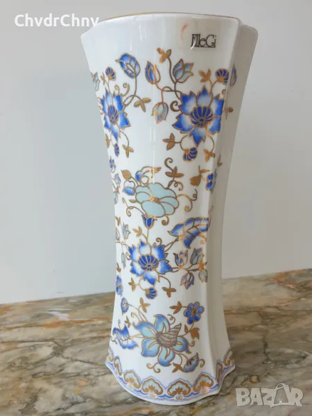 Limoges 26см/Лимож стара френска порцеланова ваза/цветя-злато, снимка 1