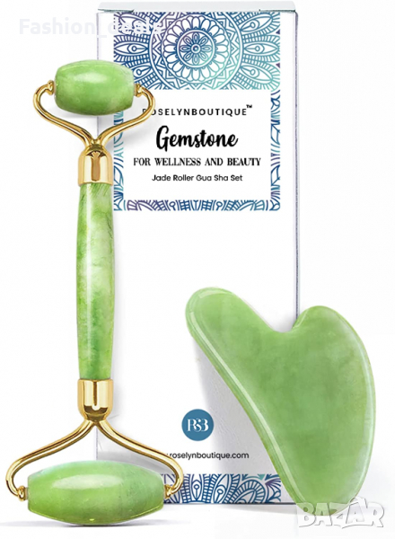 Нов Натурален камък нефрит Инструмент за масаж на лице, врат шия Ролер, снимка 1