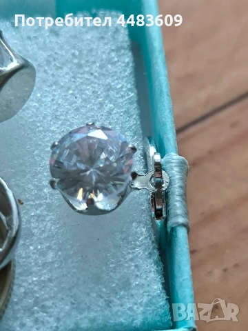 Сребърни обеци с бял цирконии , снимка 2 - Обеци - 53740198