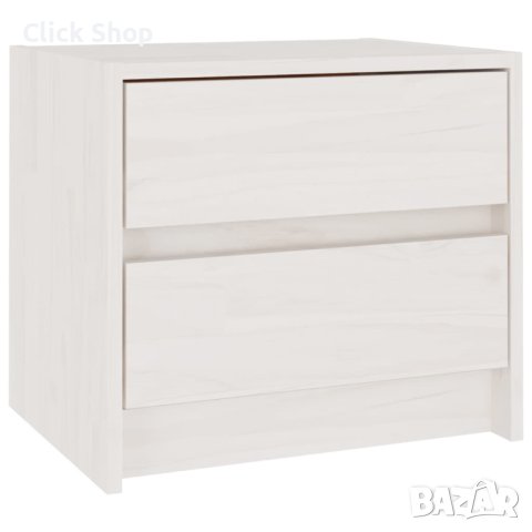 Нощно шкафче, бяло, 40x30,5x35,5 см, борово дърво масив, снимка 2 - Шкафове - 41461685
