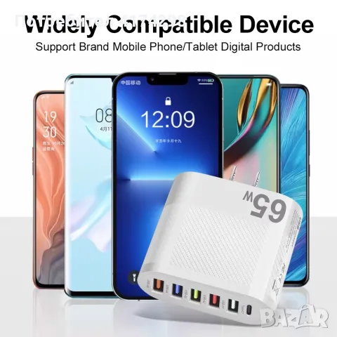 3.1A 5-портов USB зарядно PD адаптер за зареждане за Xiaomi iPhone 13  за мобилен телефо, снимка 5 - Безжични зарядни - 56155952