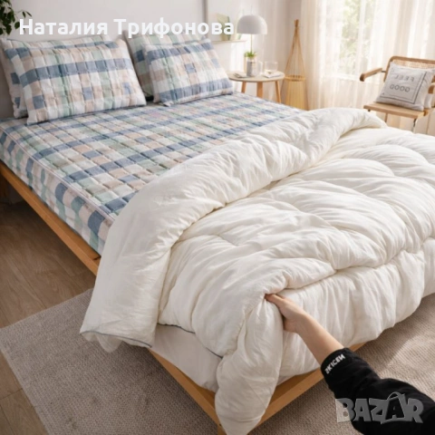 Капитониран чаршаф от нетъкана материя 1,80 x 2,00 м + 2 калъфки + Подарък Зимен юрган с овча вълна , снимка 2 - Спално бельо - 53401884