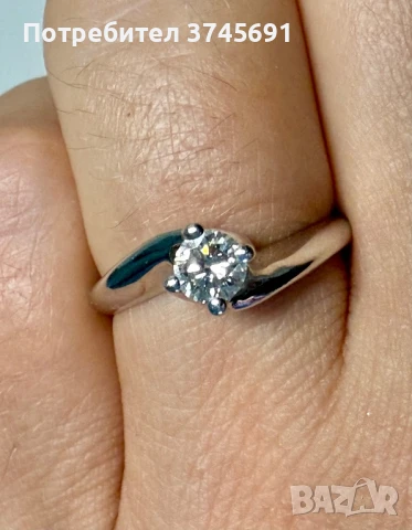 Съветски Диамантени обеци и пръстен – 18К бяло злато, естествени диаманти, със сертификат , снимка 6 - Бижутерийни комплекти - 50846244