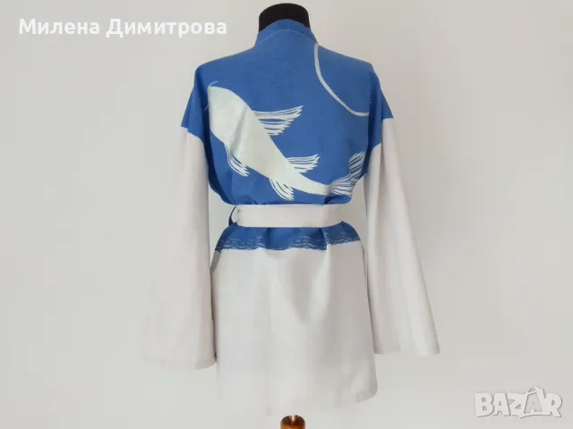 Ръчно рисувано памучно кимоно , снимка 3 - Туники - 48865564