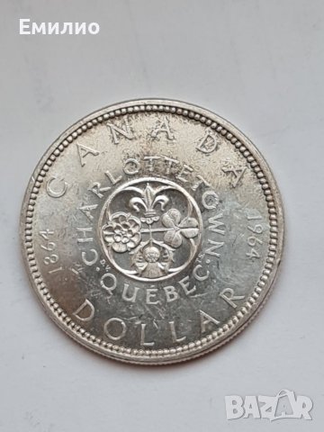 КАНАДА ЕДИН ДОЛАР ОТ 1964 год. СРЕБЪРНА ЮБИЛЕЙНА МОНЕТА 
