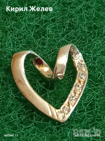 Сребърно колие във формата на сърце с кристали ювелирна изработка 37659, снимка 3 - Колиета, медальони, синджири - 52686820