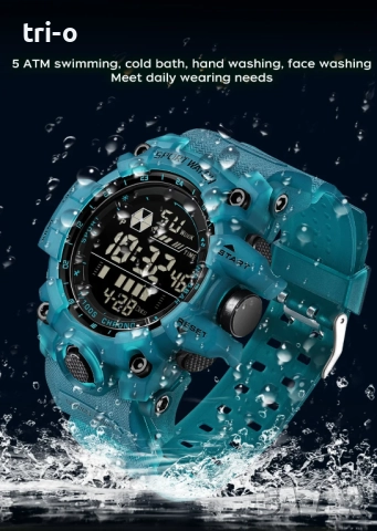 SANDA Мъжки спортен часовник, водоустойчив LED аналогов цифров дисплей, многофункционален G Cloc, снимка 3 - Мъжки - 51712539