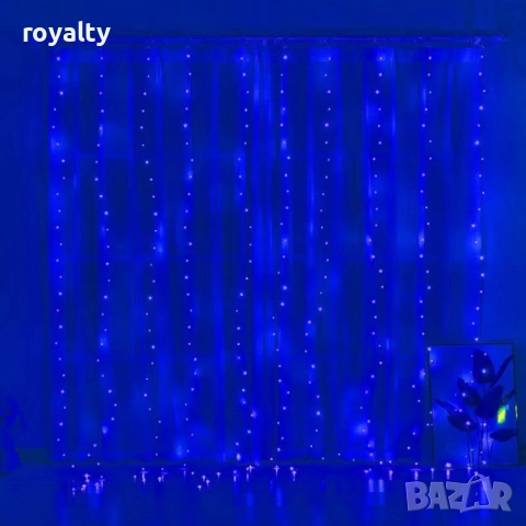 Коледни лампички с 300Led лампи 3 метра на 3 метра ,коледна завеса с дистанционно, снимка 7 - Лед осветление - 52198069