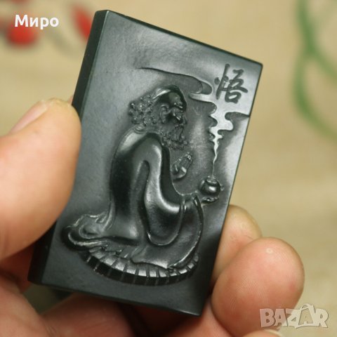 ЕСТЕСТВЕН НЕФРИТ МЕДАЛЬОН С ИЗОБРАЖЕНИЕ НА БУДА ВИСУЛКА НАКИТ , снимка 4 - Колиета, медальони, синджири - 40630623