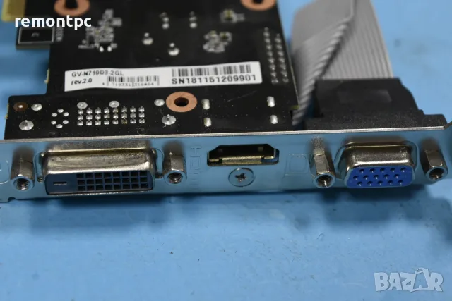 Видео карта Gigabyte 710GT Hdmi VGA DVI - с активно охлаждане, снимка 5 - Видеокарти - 56084236
