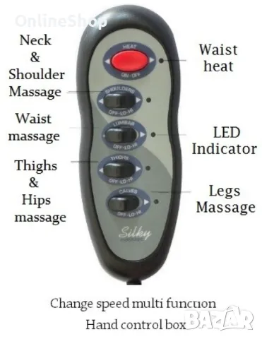 Матрак с масаж и инфрачервено отопление 4 зони 9 масажни точки, снимка 14 - Масажори - 48411564