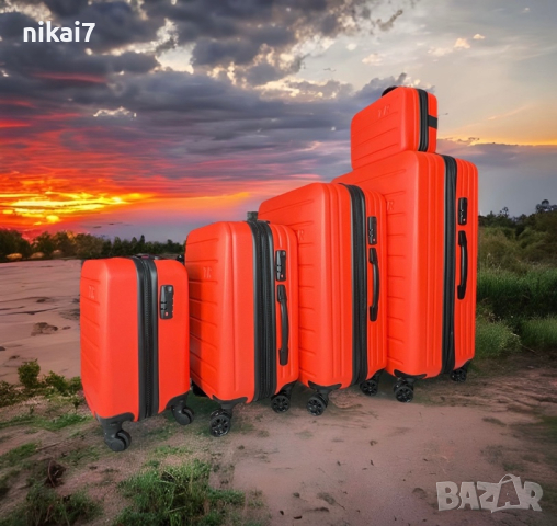 пътнически куфар+разширител 5см 5бр ABS удароустойчив 4 колела 360°, снимка 3 - Куфари - 44793086