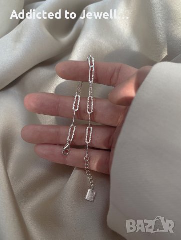 Тотална разпродажба - 50% Сребърна геометрична гривна, снимка 2 - Гривни - 39684839