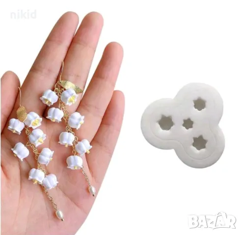 мини цветчета момина сълза камбанки силиконов молд форма фондан смола декор бижута и др