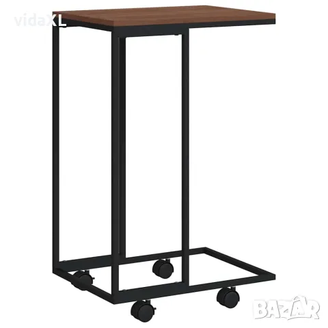vidaXL Помощна маса с колелца черна 40x30x63,5 см инженерно дърво