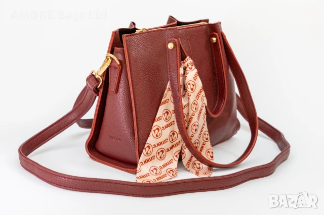 Класическа дамска чанта AMORE Giulia - Claret red, снимка 7 - Чанти - 50659693