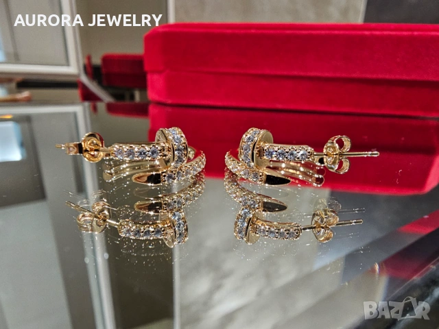 CARTIER Nail Juste un Clou Hoop Rose Gold Diamonds Дамски Обеци Пирон, снимка 3 - Обеци - 53238084