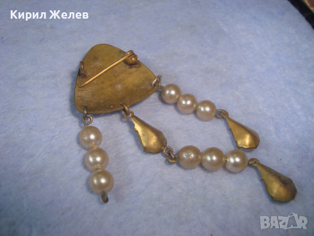 СТАРА БРОНЗОВА ПЕРЛЕНА АРТ НУВО БРОШКА с ГОЛЕМИ ЮВЕЛИРНО ФАСЕТИРАНИ ПЛАНИНСКИ КРИСТАЛИ 26149, снимка 8 - Антикварни и старинни предмети - 36290658