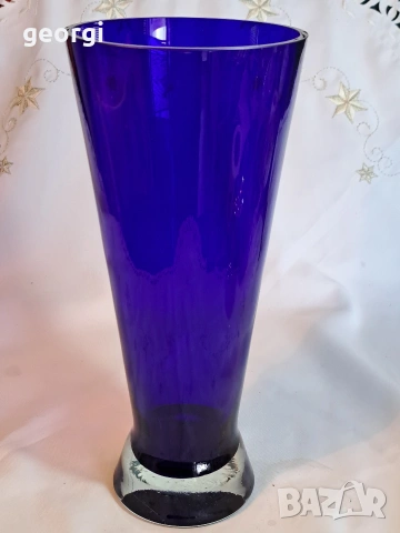 стъклена ваза син кобалт 32/6