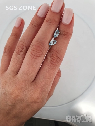Сребърни обеци с естествен топаз, снимка 9 - Обеци - 52876211