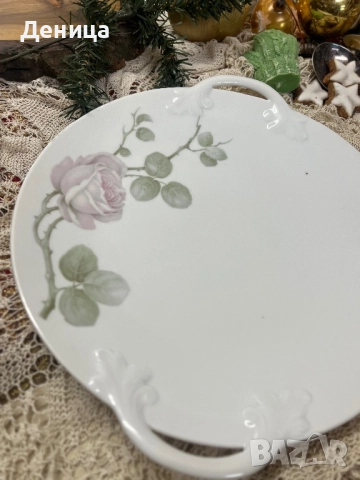 Rosenthal  Изключително елегантно и нежно на живо💜 Дръжки с прекрасен релеф и нежна розова клонка П, снимка 7 - Чинии - 52809160