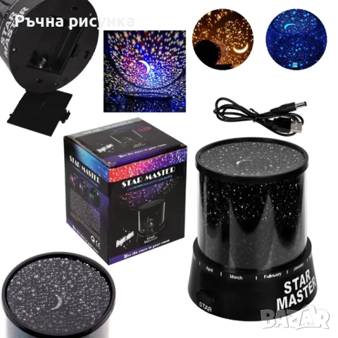 Лампа проектор на звездното небе ,луна  и звезди, снимка 4 - Декорация за дома - 30256855