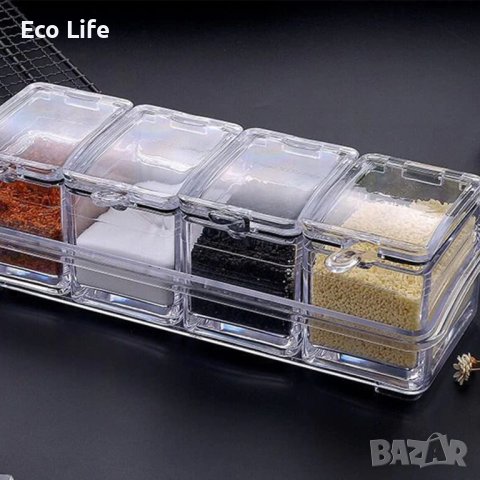 Органайзер за подправки за кухня 4 броя с лъжички , снимка 5 - Кутии за храна - 41058691