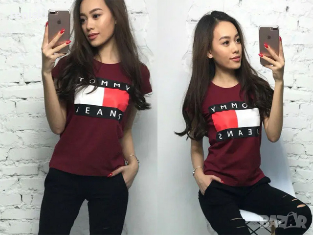 Дамски тениски Tommy Jeans принт Ралични цветове, снимка 3 - Тениски - 36235768
