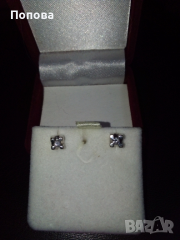 18 к.  с диаманти  италиански златни  обеци , снимка 6 - Обеци - 36159266