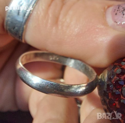 Сребърен пръстен проба 925 / червена топка с кристали "Swarovski" , снимка 10 - Пръстени - 26293568