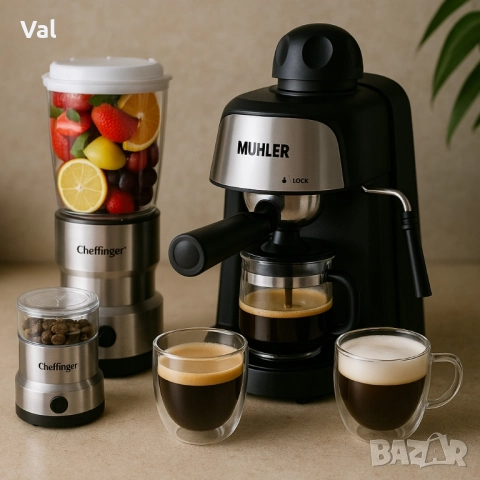 Експресо машина Muhler MCM+2 в 1 блендер и мелничка, снимка 4 - Кафемашини - 52344271