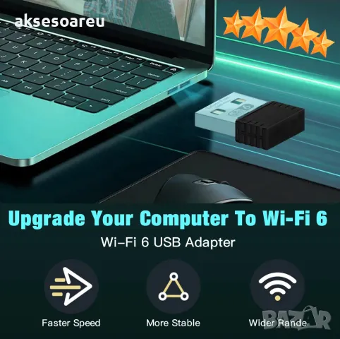 Мини USB Wi-Fi 6 адаптер AX286 WIRELESS Мрежова карта Mini USB wi fi 2.4GHz 802.11AX за интернет, снимка 16 - Мрежови адаптери - 48113408
