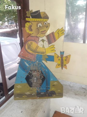 Стара бълг.метална мишена играчка от стрелбище пушка мечок, снимка 2 - Антикварни и старинни предмети - 51132224