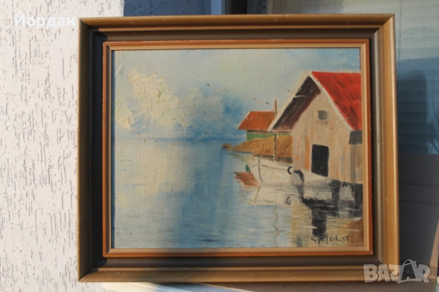Стара картина масло върху платно 1951 година