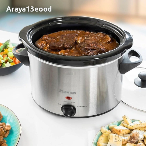 Уред за бавно готвене от неръждаема стомана Bestron ASC350, сребрист, снимка 2 - Мултикукъри - 53869223