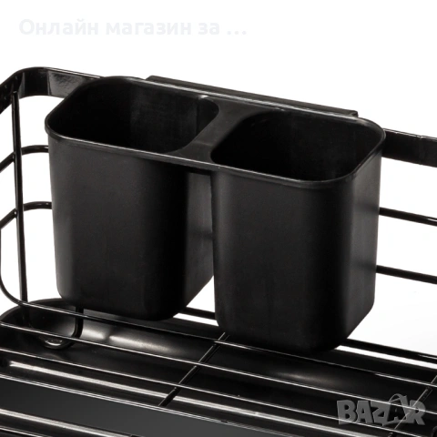 ушилник/отцедител за съдове и прибори от неръждаема стомана в черен цвят 43x32x14.5см 229002, снимка 4 - Сушилници - 53230953