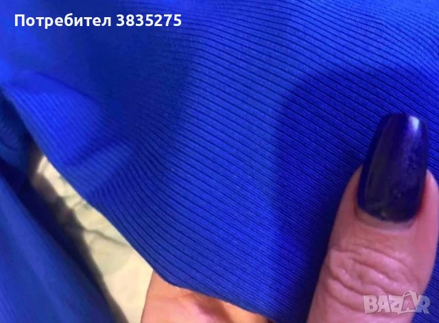 Рипсен кроп топ в кралско синьо, снимка 3 - Блузи с дълъг ръкав и пуловери - 42113632