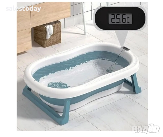 Вана за бебе с термометър, Сгъваемо бебешко корито, 81 см, снимка 3 - За банята - 52571149