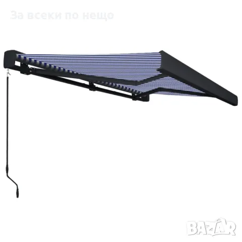 Ръчна касетъчна тента, 450x300 см, синьо и бяло, снимка 2 - Градински мебели, декорация  - 47647955