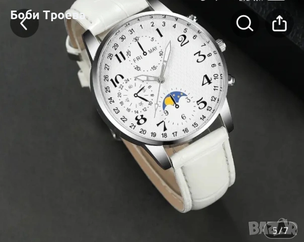 Стилен кварцов часовник с бяла каишка за мъже с различни функции, подходящ както за бизнес,, снимка 2 - Мъжки - 53572597