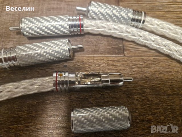 Hi-End 8AG кабел със сребърно покритие 16 нишки с RCA конектори, снимка 2 - Други - 41345265