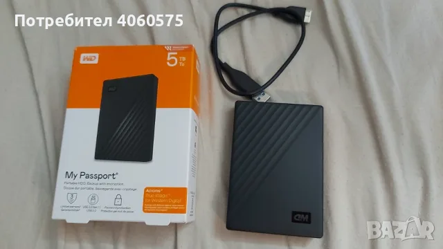 Нов с гаранция 3 години външен хард диск Western Digital 5TB MyPassport Black 