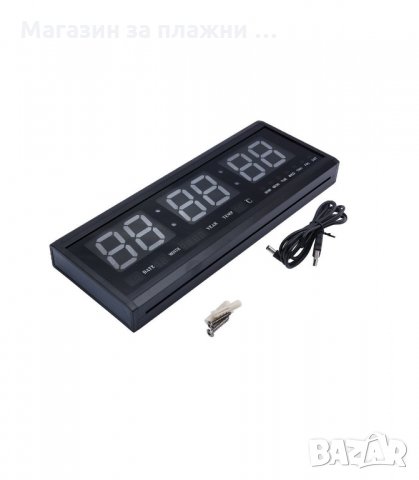 Голям стенен електронен часовник 48 х 19 см. - код 4819, снимка 3 - Друга електроника - 34263835