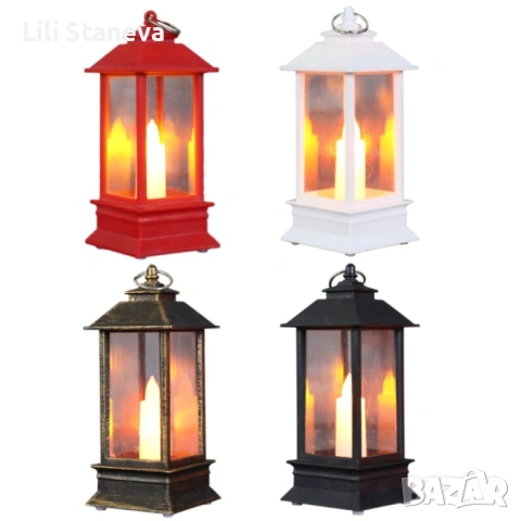 Висяща декоративна лампа тип фенер със свещ на батерии., снимка 6 - Други - 53384501